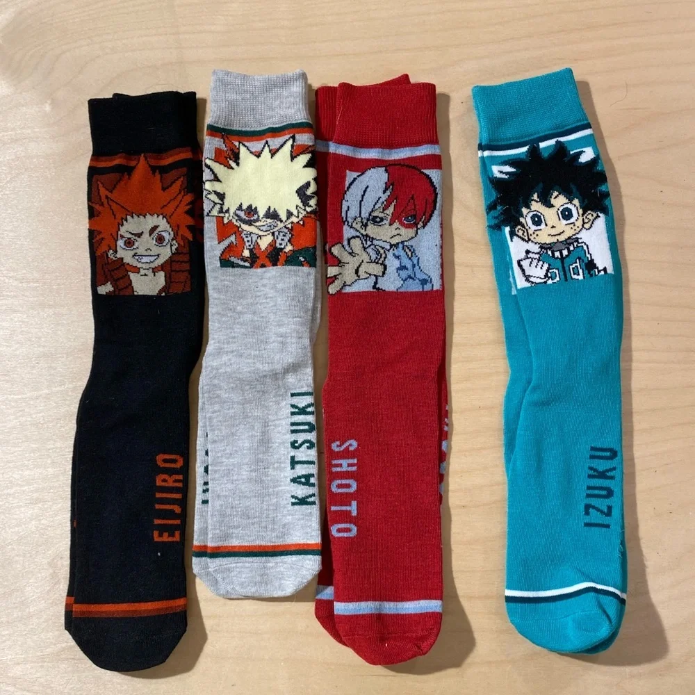 4 Pair Anime Character Socks Set Boys Shoe Size 6-10 (OE)